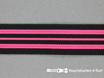 Gekleurd elastiek 20mm zwart - neon roze