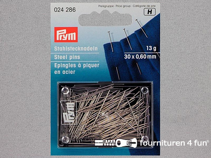 Prym kopspelden staal - 0.60x30mm - zilver - 13 gram - 024286