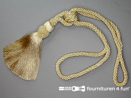 Embrasses - Gordijnkwast met koord - 200mm - ecru goud