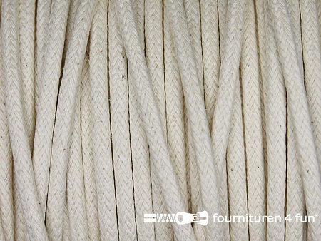 Rol 50 meter katoen wax-look koord 3mm ecru