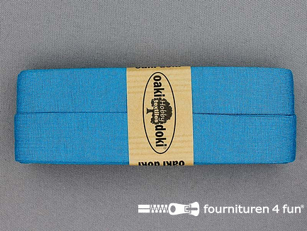Oaki Doki Tricot biaisband - 20mm x 3 meter - donker aqua blauw (472)
