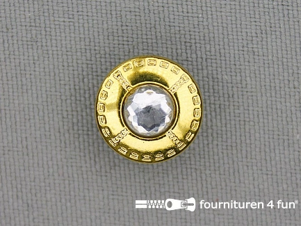 Gouden knoop 13mm strass steentje
