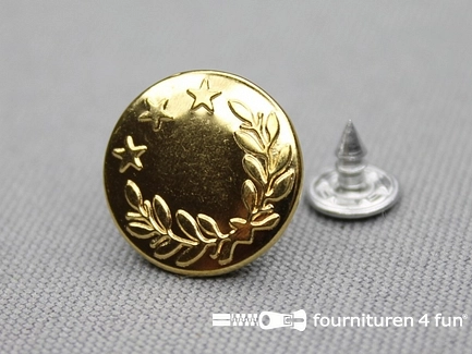 Jeansknopen - 17mm - goud- lauwerkrans - 10 stuks