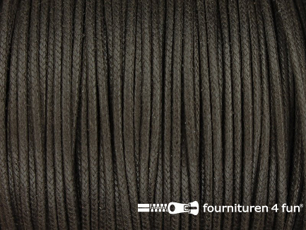 Rol 50 meter katoen wax-look koord 1,5mm donker bruin