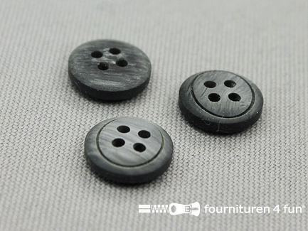 Kunststof design knoop - 13mm - donker grijs