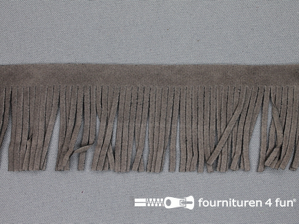 COUPON 7,9 meter (4 stukken, 2,8 + 2,1 + 1 + 2 meter) Western franje 50mm lever-grijs