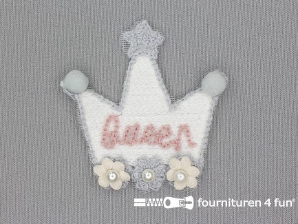 Decoratieve 3D applicatie - 75x70mm - kroontje - "Queen"