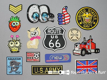 Collectie strijkapplicaties - 15 delige set - opstrijkbare patches
