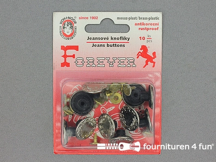 Jeansknopen - 17mm - zilver - lauwerkrans - 10 stuks - B-KEUZE