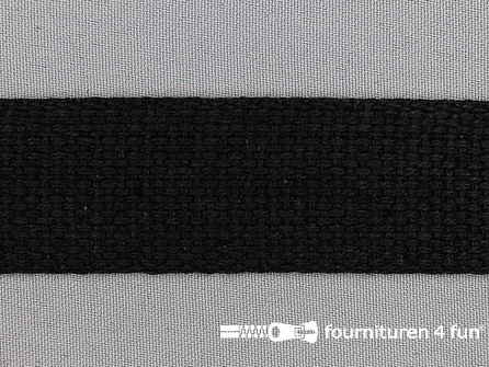 Katoen-look tassenband 32mm zwart