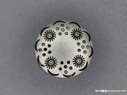 Zilveren knoop 18mm bloem