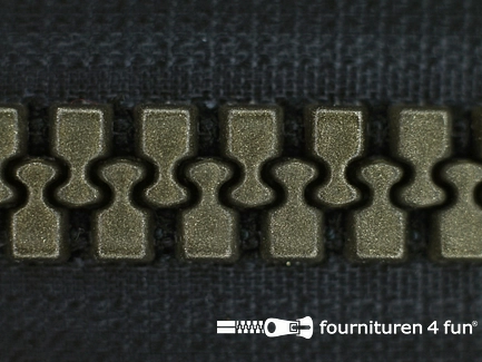 Deelbare bloktand rits 8mm zwart - brons tandjes