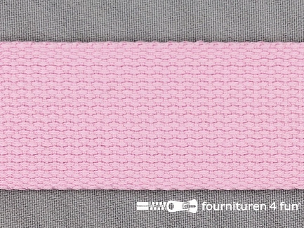 Katoen-look tassenband 38mm licht roze