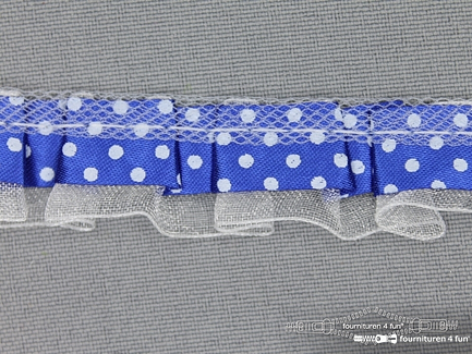 Plisse band 20mm kobalt blauw-wit gestipt