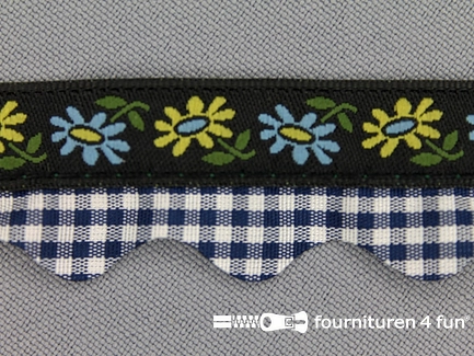 Folklore band 20mm zwart - blauw