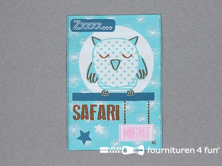 Kids applicatie 98x65mm safari uil