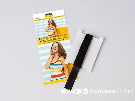 Vlieseline flexibel naadband T15 - 15mm - zwart