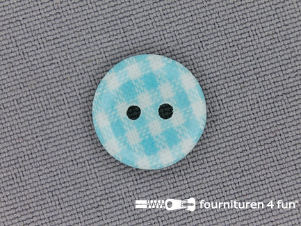 Ruitjes knoop 14mm aqua blauw