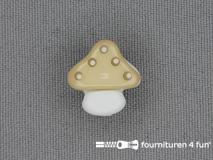 Kinderknoop paddenstoel 15mm beige wit
