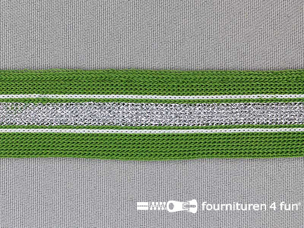 Gestreept band lurex 24mm leger groen - zilver