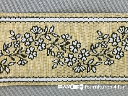 Folklore band 50mm beige - zwart