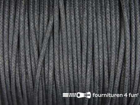 Katoen wax-look koord 1,5mm donker grijs