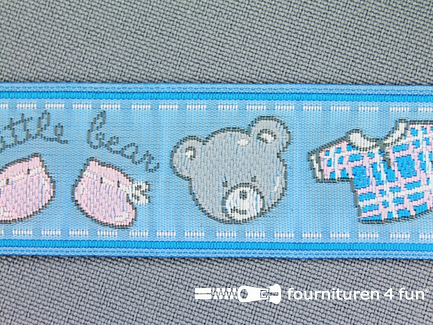 Kinderband 25mm little bear blauw