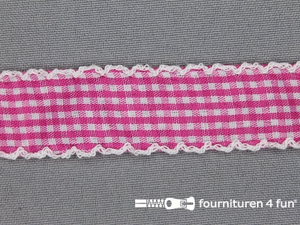 Ruitjes kant - 23mm - fuchsia
