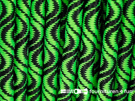 Elastisch koord 3mm zwart - neon groen golfjes