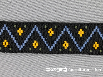 Elastiek multicolor - 25mm - zwart blauw