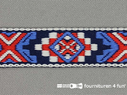 Indianenband 21mm rood-wit-blauw-marine