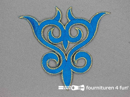 Goud - aqua blauw barok applicatie 93x99mm 