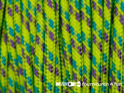 Multicolor koord 3mm lime - groen - paars