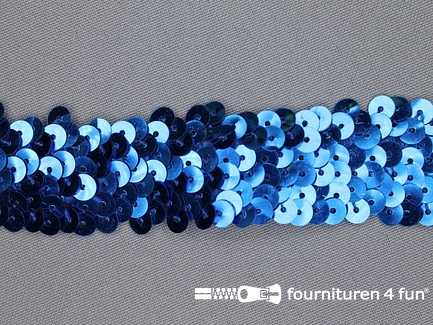 Elastische pailletten band 30mm licht koren blauw