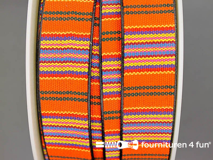 Ibiza tassenband 25mm oranje blauw