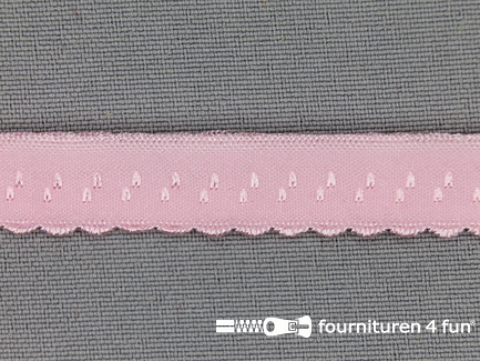 Luxe elastische biasband 12mm licht roze