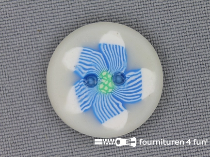 Ibiza knoop 21mm wit - blauw - geel