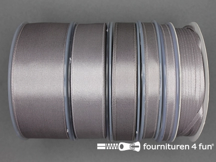 Rol 25 meter luxe satijn lint - dubbelzijdige kwaliteit - 9mm - warm grijs