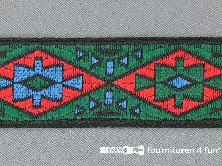 Indianenband 26mm groen - rood