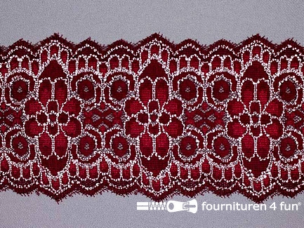 Elastisch kant 100mm bordeaux rood - wit