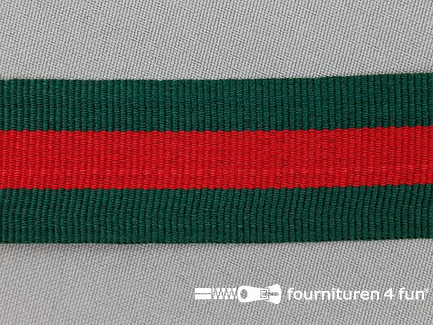 Ripsband met strepen 30mm donker groen - rood
