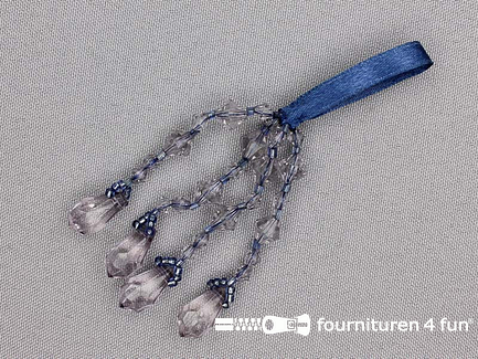 Kwastje met strass steentjes 105mm jeans blauw