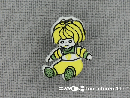 Kinder knoop 17mm poppetje - geel / groen