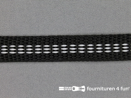 Geweven halsband - reflectie / binnenkant - 15mm - zwart