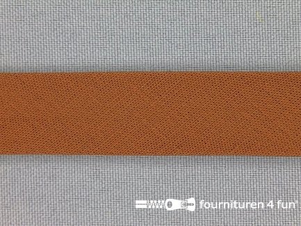 Rol 25 meter katoenen biasband - 18mm - midden bruin