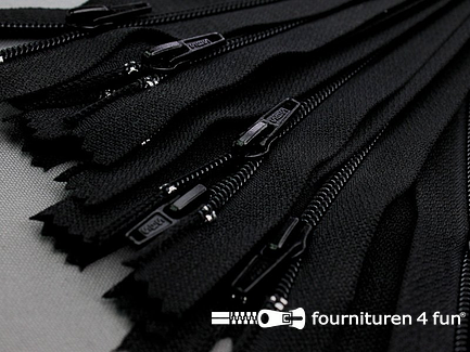 10 stuks nylon broek ritsen - 10cm - zwart