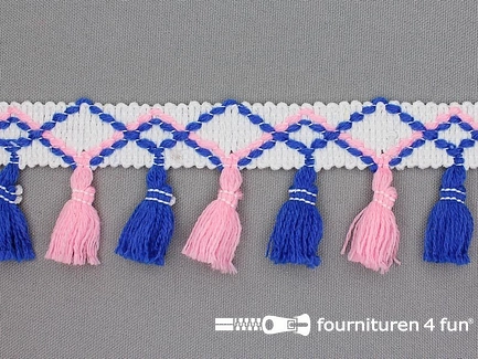 Klosjes franje 45mm blauw - roze