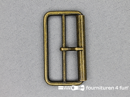 Metalen rolgesp - 40mm - brons - dubbel smal