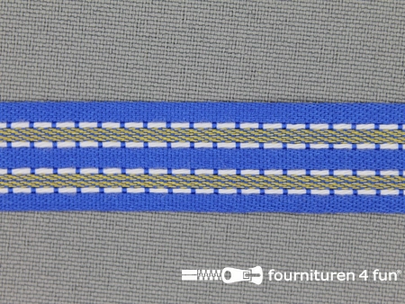 Modern band 15mm stippellijn kobalt blauw - wit