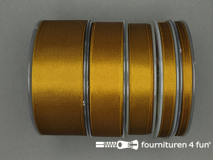 Rol 25 meter satijn lint 9mm oker bruin